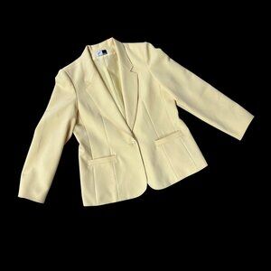 Vintage Yellow Blazer Jacket 1980s Koret Solos USA Size 16 Retro Union Made